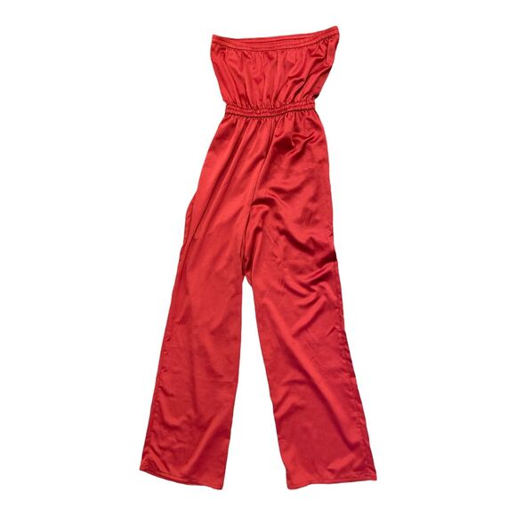 Urban Outfitters Pants - Urban Outfitters Strapless Jumpsuit Red Wine Small UO Pockets Wide Leg